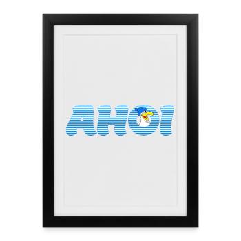 Call Ahoy with Seagull - Framed poster (27 × 37 cm) - black - Front