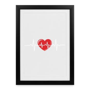 Heartbeat Cardiogram Design - Framed poster (27 × 37 cm) - black - Front