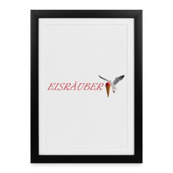Eisräuber Design mit fliegender Möwe - Framed poster (27 × 37 cm) - black - Front