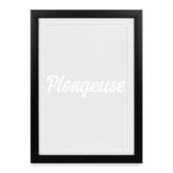 Plongeuse Sous-Marine Palmes Bouteille Océan - Affiche encadrée (27 × 37 cm) - noir - Devant