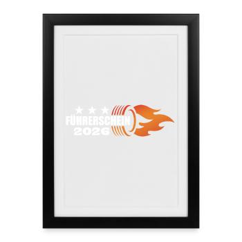 Driver's license passed 2026 - Driver's license - Framed poster (27 × 37 cm) - black - Front