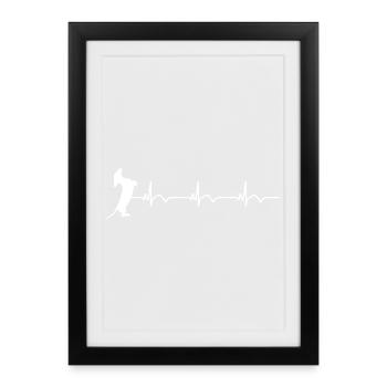 Dachshund ECG Heartbeat - Framed poster (27 × 37 cm) - black - Front