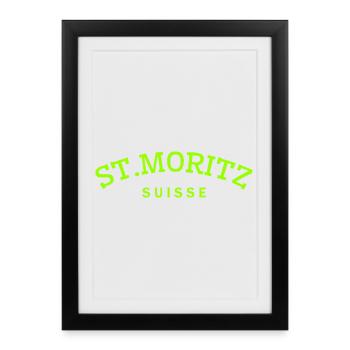 St. Moritz - Suisse - Switzerland - Swiss - Framed poster (27 × 37 cm) - black - Front