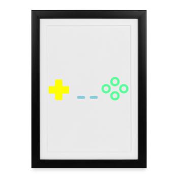 Gaming Controller Buttons Retro Vector - Framed poster (27 × 37 cm) - black - Front