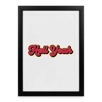 Hell Yeah 3D Retro Script - Framed poster (27 × 37 cm) - black - Front