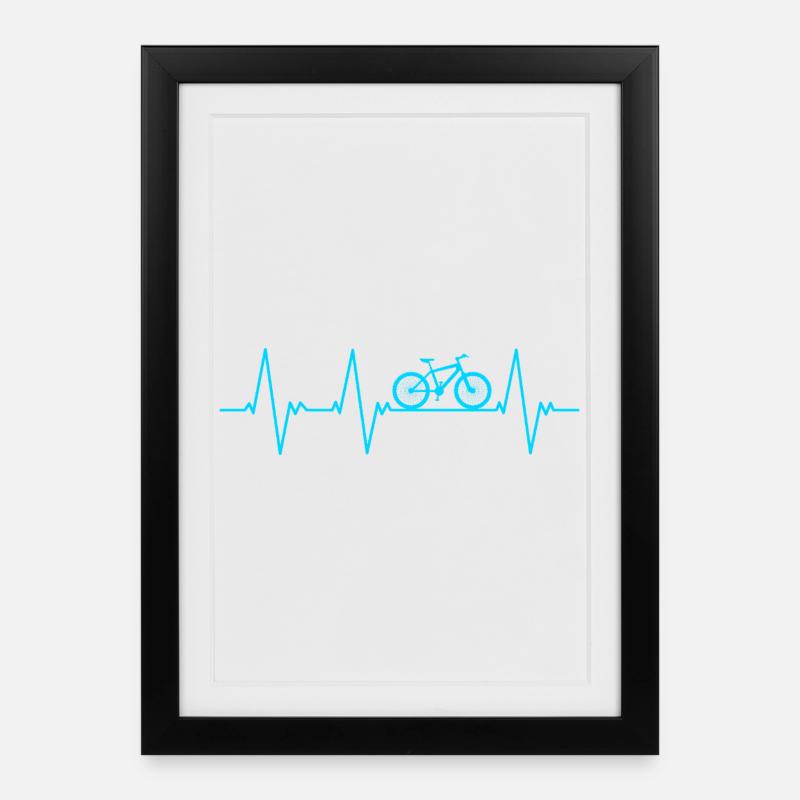 Fahrrad Herzschlag Ekg - Gerahmtes Poster (27 × 37 cm) - Schwarz