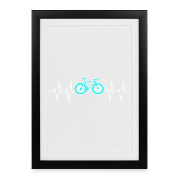 Heartbeat Bicycle Cycling - Framed poster (27 × 37 cm) - black - Front