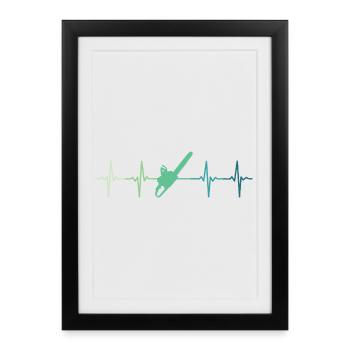 Lumberjack heartbeat chainsawed - Framed poster (27 × 37 cm) - black - Front