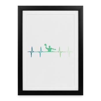 Water polo Battement de cœur Water-polo  - Affiche encadrée (27 × 37 cm) - noir - Devant