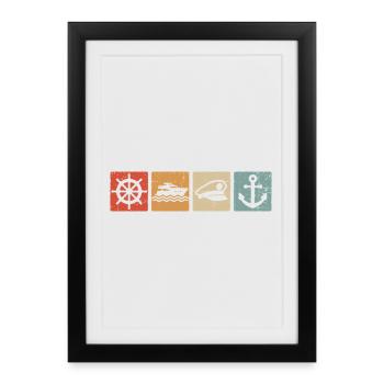 Plaisancier Capitaine Bateau Ancre Marin - Affiche encadrée (27 × 37 cm) - noir - Devant