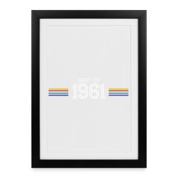 T-shirt cadeau drôle Best of 1961 - Affiche encadrée (27 × 37 cm) - noir - Devant