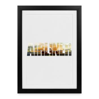 Avion de ligne B 737 - Affiche encadrée (27 × 37 cm) - noir - Devant