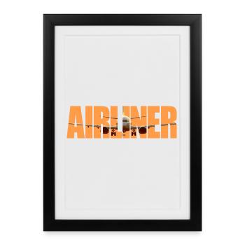 Avion de ligne B 737 - Affiche encadrée (27 × 37 cm) - noir - Devant