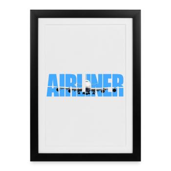 Avion Jumbo Jet - Affiche encadrée (27 × 37 cm) - noir - Devant