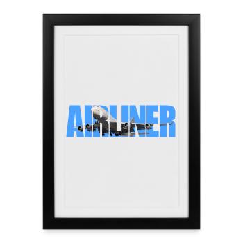 Avion Jumbo Jet - Affiche encadrée (27 × 37 cm) - noir - Devant
