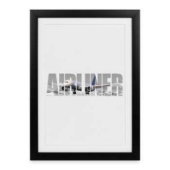 Avion B 787 - Affiche encadrée (27 × 37 cm) - noir - Devant
