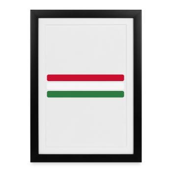 Drapeau Minimal de Hongrie - Drapeau Dessin en éventail - Affiche encadrée (27 × 37 cm) - noir - Devant