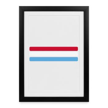 Minimal du drapeau du Luxembourg - Bande en éventail du drapeau Desi - Affiche encadrée (27 × 37 cm) - noir - Devant