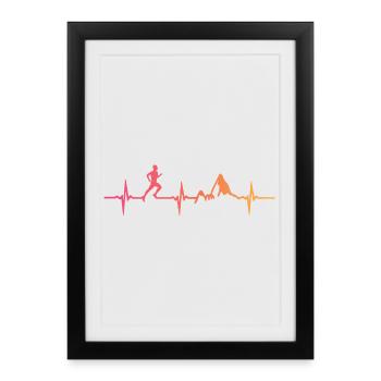 Trailrunning, Sonnenuntergangsherzschlag - Gerahmtes Poster (27 × 37 cm) - Schwarz - Vorne