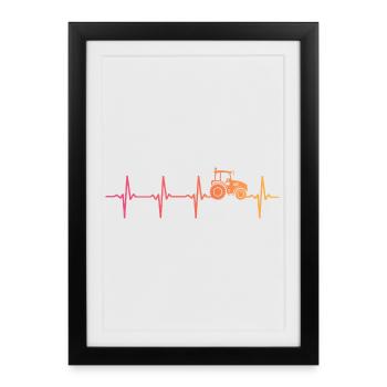 Traktor-Sonnenuntergangs-Herzschlag-Bauer - Gerahmtes Poster (27 × 37 cm) - Schwarz - Vorne