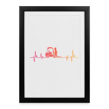 Sunset Heartbeat Forklift - Framed poster (27 × 37 cm) - black - Front