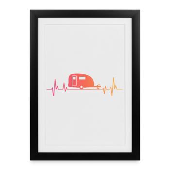 Caravane Sunset Heartbeat camper voyage - Affiche encadrée (27 × 37 cm) - noir - Devant