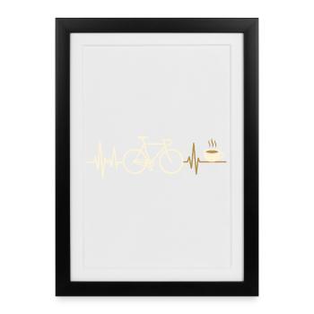 Cyclisme Heartbeat Vélo de route Gravel Bike Coffee - Affiche encadrée (27 × 37 cm) - noir - Devant