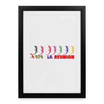 Geckos Arc ciel 974 Réunion - Affiche encadrée (27 × 37 cm) - noir - Devant