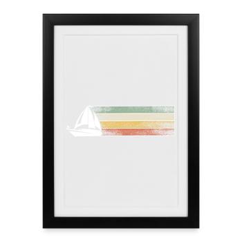 Voilier Voilier Voilier Rétro Vintage - Affiche encadrée (27 × 37 cm) - noir - Devant