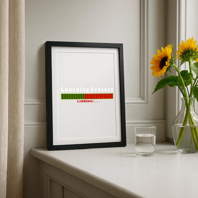 Learning Process Loading black shirt Framed poster (27 × 37 cm)