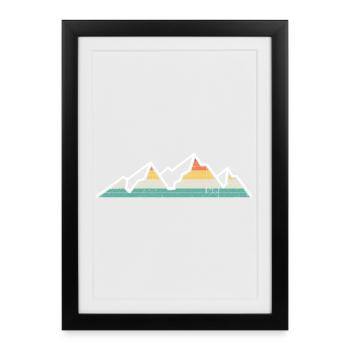 Pastel Rainbow Mountain Ridge - Framed poster (27 × 37 cm) - black - Front