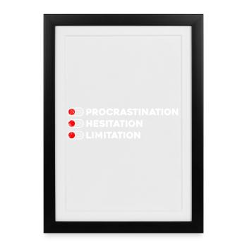 Trio Pas de Procrastination - Affiche encadrée (27 × 37 cm) - noir - Devant
