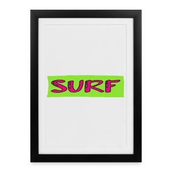 SURFING. FISH. BEACH. SEA. OCEAN. HUMOR. HOLIDAY - Framed poster (27 × 37 cm) - black - Front