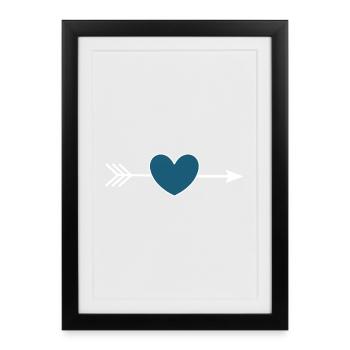 blue heart with arrow Valentine's Day gift - Framed poster (27 × 37 cm) - black - Front