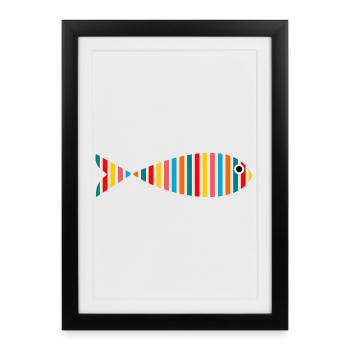 FISH. APRIL FOOL. HOLIDAY. SUMMER. HUMOR - Framed poster (27 × 37 cm) - black - Front
