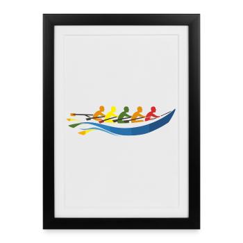 Look comique de l’équipe d’aviron - Affiche encadrée (27 × 37 cm) - noir - Devant