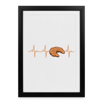 Croissant Heartbeat Food Lover Croissants - Affiche encadrée (27 × 37 cm) - noir - Devant