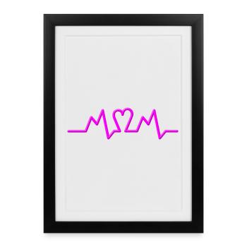 Glowing heart in neon style for lover mother - Framed poster (27 × 37 cm) - black - Front