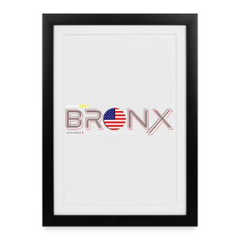 Symbole de la ville en bronze avec drapeau américain - Affiche encadrée (27 × 37 cm) - noir - Devant
