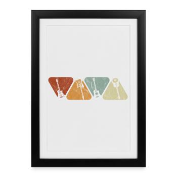 Quatre Instruments Silhouettes Pastel - Affiche encadrée (27 × 37 cm) - noir - Devant