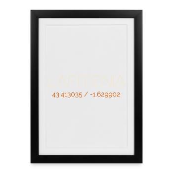 Lafitenia GPS Surf Spot 43.4141°N Basque Country - Framed poster (27 × 37 cm) - black - Front
