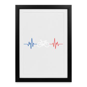 Line Cardio Bike Minimalist Design Gift Cyclist - Framed poster (27 × 37 cm) - black - Front