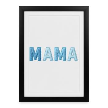 Tendance en patchwork en lettres en denim MAMA - Affiche encadrée (27 × 37 cm) - noir - Devant