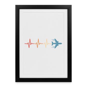 Pilote d’avion Battement de cœur Aviateur - Affiche encadrée (27 × 37 cm) - noir - Devant