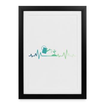 jardinière jardinier battement de coeur gardening - Affiche encadrée (27 × 37 cm) - noir - Devant