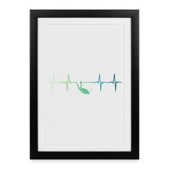 battement de coeur plongeur plongée diver  - Affiche encadrée (27 × 37 cm) - noir - Devant