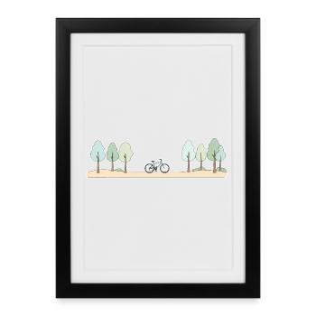 Forest Path Cycling Scene - Framed poster (27 × 37 cm) - black - Front