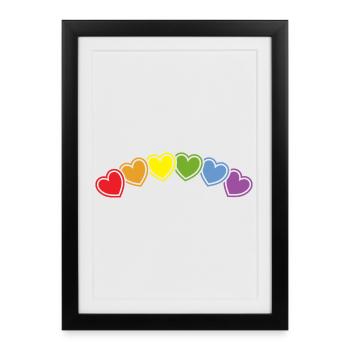 Regebogen hearts for freedom of love - Framed poster (27 × 37 cm) - black - Front