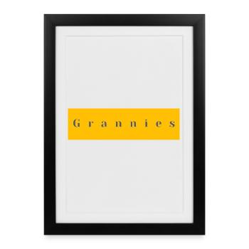 Grannies Typography Yellow Purple - Framed poster (27 × 37 cm) - black - Front