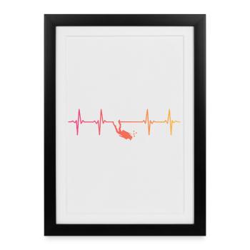 Sunset Diving Heartbeat Diving - Framed poster (27 × 37 cm) - black - Front